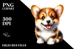 Baby Pembroke Welsh Corgi with Happy Eyes, Watercolor PNG Product Image 2