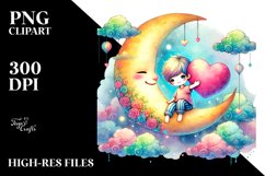 Colorful Pastel Moon with Heart Product Image 2