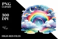 Vibrant Whimsical Rainbow Clipart PNG Product Image 3
