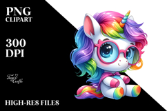 Expressive Cute Unicorn with Cool Hair PNG Product Image 2