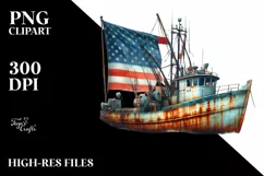 Vintage Boat Rusty Fishing Clipart Product Image 1