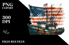 Vintage Boat Rusty Fishing Clipart Product Image 1