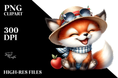 Cute Baby Fox with Hat and Sunglasses PNG Product Image 2