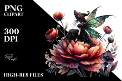 Gothic Fairy on Flower PNG Product Image 2