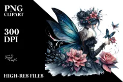 Gothic Fairy on Flower PNG Product Image 2