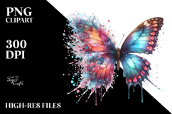 Colorful Butterfly with Splashes PNG Product Image 2