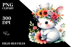 Vibrant Flower Crown Bunny | Sublimation | Clipart Product Image 2