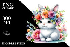 Vibrant Flower Crown Bunny | Sublimation | Clipart Product Image 2