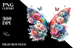 Colorful Butterfly with Flower Wings PNG Product Image 2