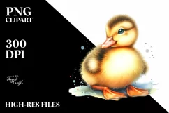 Cute Baby Duck Watercolor PNG Product Image 1