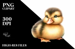 Cute Baby Duck Watercolor PNG Product Image 1