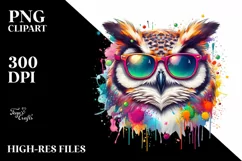 Quirky Colorful Owl Sunglasses Vibrant Paint Splashes Product Image 1