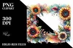 Colorful Sunflower Frame, Transparent PNG Product Image 3