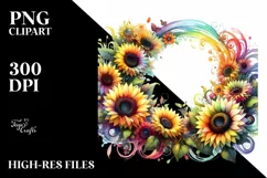 Colorful Sunflower Frame, Transparent PNG Product Image 1