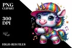 colorful Baby Unicorn in Boogie-Woogie Dancer Attire Product Image 3