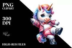 colorful Baby Unicorn in Boogie-Woogie Dancer Attire Product Image 3