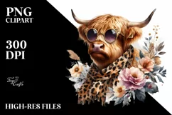 Elegant Cow Animal Print Clipart Product Image 1