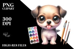 Cute Baby Dog,Watercolor PNG Product Image 1