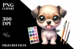 Cute Baby Dog,Watercolor PNG Product Image 1