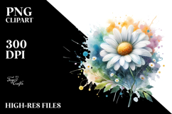 Daisy with Watercolor Splash PNG Product Image 2