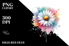 Daisy with Watercolor Splash PNG Product Image 2