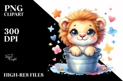 Smiling Lion in Bucket Clipart Product Image 1