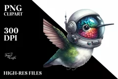Whimsical Hummingbird Astronaut Clipart PNG Product Image 1