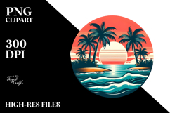 Retro Tropical Island Sunset 20 oz Tumbler PNG Product Image 2