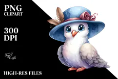 Funny Dove Sitting | Watercolor Clipart Product Image 2