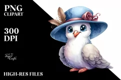 Funny Dove Sitting | Watercolor Clipart Product Image 3