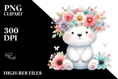Cute Flower Crown Polar Bear, 20 oz Tumbler Product Image 2