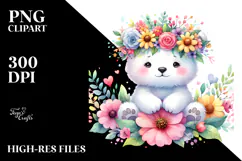 Cute Flower Crown Polar Bear, 20 oz Tumbler Product Image 2