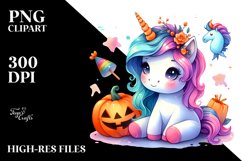 Cute Baby Unicorn and Halloween Scenery | Clipart Product Image 3