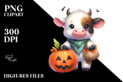 Vibrant Cute Cow Halloween PNG Product Image 2