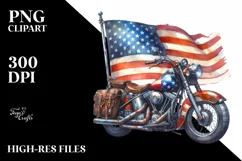 Vintage Rusty Motorcycle with USA Flag Colors Product Image 1