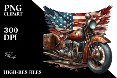Vintage Rusty Motorcycle with USA Flag Colors Product Image 1