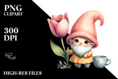 Cute Baby Gnome with Tulip, Transparent PNG Product Image 2