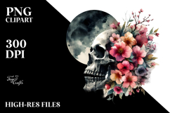 Skull with Spring Flowers Circle PNG Product Image 2