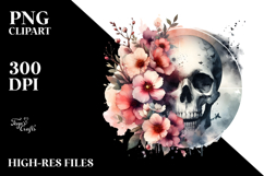 Skull with Spring Flowers Circle PNG Product Image 2