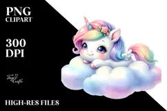 Baby Unicorn Dancing on a Starbeam Clipart Product Image 2