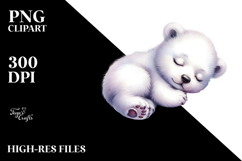 Cute Sleeping Baby Polar Bear, PNG Product Image 2