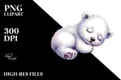 Cute Sleeping Baby Polar Bear, PNG Product Image 2