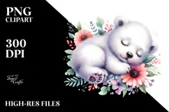 Baby Polar Bear Digital Watercolor PNG Product Image 2