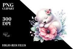 Baby Polar Bear Watercolor PNG Product Image 2
