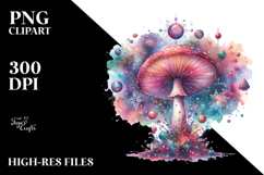 Colorful Magical Mushroom Watercolor Clipart Title Product Image 2
