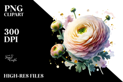 Elegant Ranunculus with Metallic Accents, PNG Product Image 2