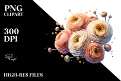 Elegant Ranunculus with Metallic Accents, PNG Product Image 2