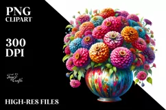 Vibrant Zinnia Watercolor Vase Product Image 3