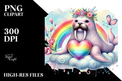 Adorned Walrus on Cloud with Heart PNG Product Image 2