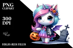 Vibrant Halloween Unicorn Costume | Sublimation | Clipart Product Image 2